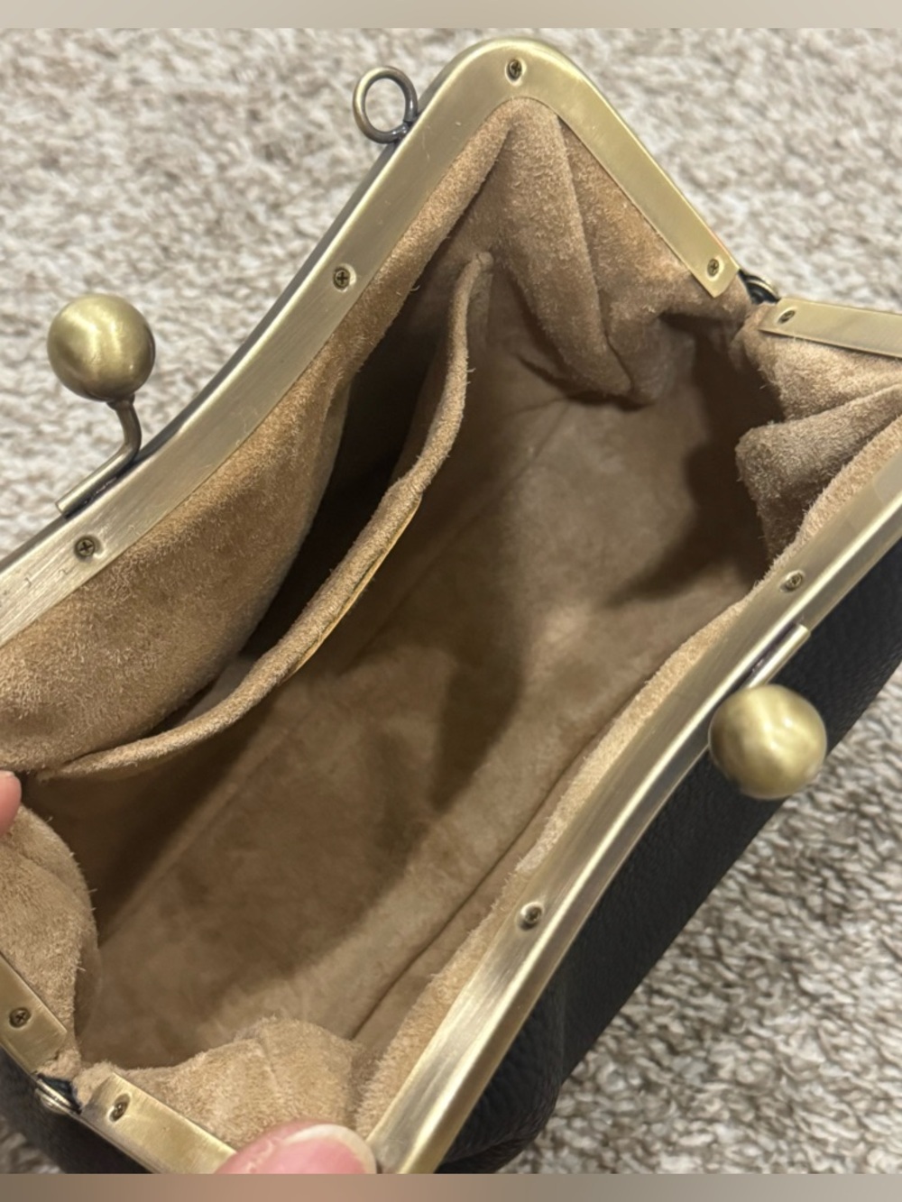 Unique Togo Cowhide Leather Handmade Vintage Kisslock Purse, Multi Use Style - Picture 14 of 16